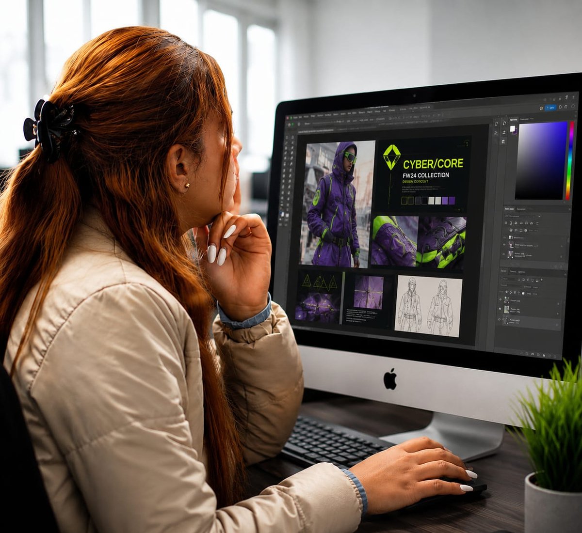 Estudiante trabajando en un proyecto creativo